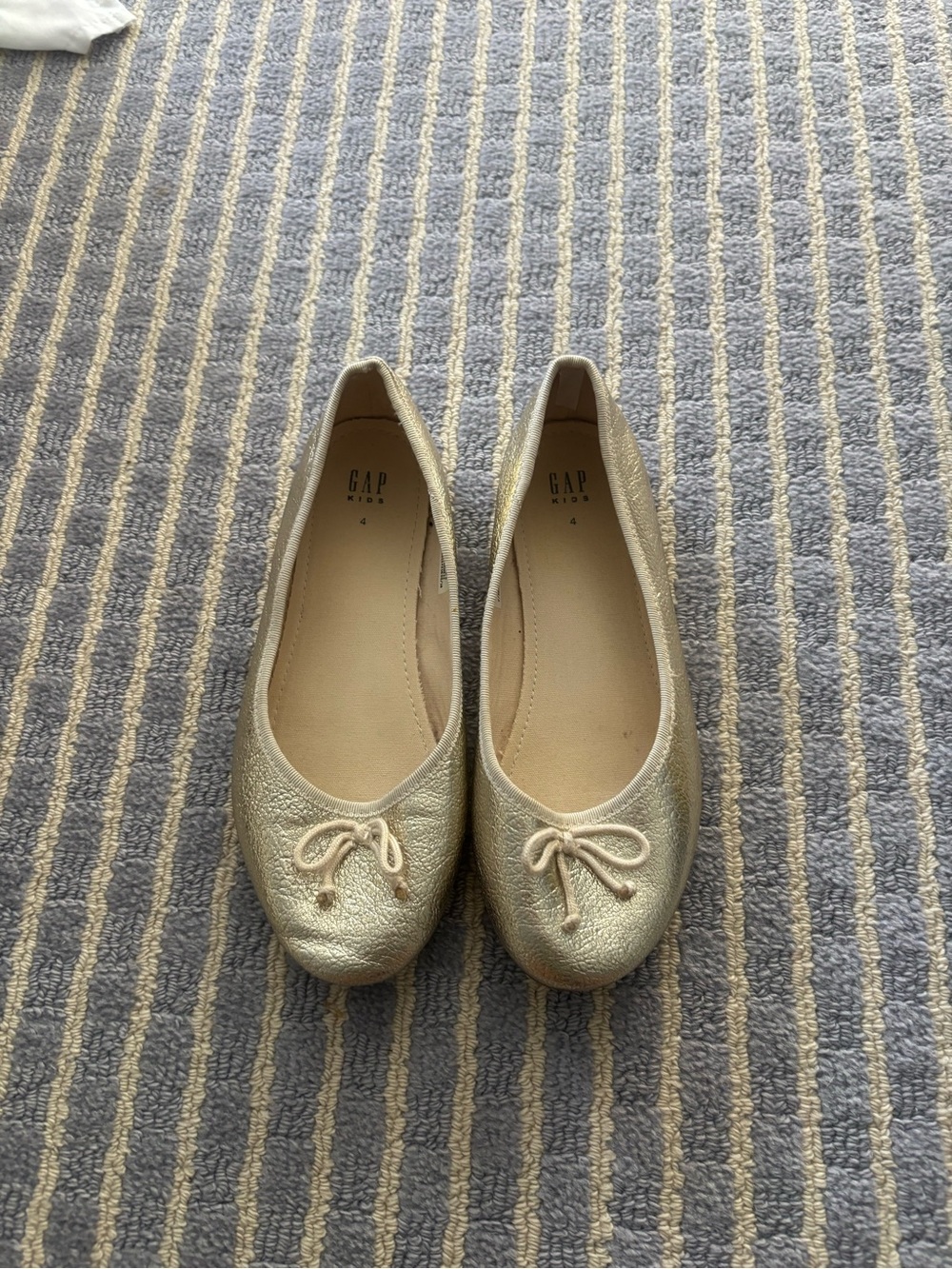 GAP Metallic Gold Ballet Flats with Bow Accent